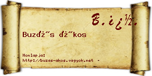 Buzás Ákos névjegykártya